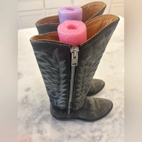 Old Gringo Distressed Black Western Zip Boots Size 7 - Picture 3 of 12